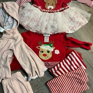 12 month bundle (one sweat suit, 2 Christmas outfits)